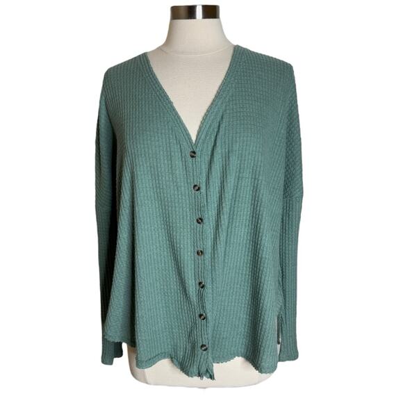 Urban Outfitters Out From Under Jojo Button Front‎ Waffle Knit Top Women’s Small - Picture 1 of 9